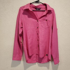 The North Face, Women’s Long Sleeve Blouse Size L Pink Brushed Polyester
